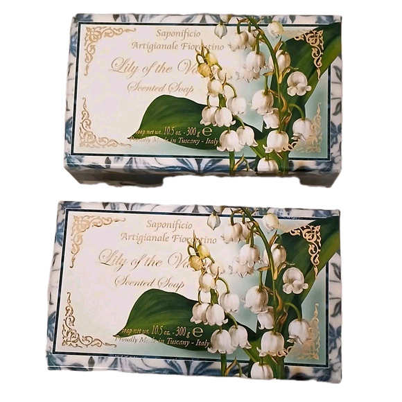 2 Bars of Luxury Italian Soap LILLY OF THE VALLEY italy Luxe Spa Bath GIft Box - Picture 1 of 16
